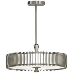 Night Moves 250-Watt Integrated LED Plated Pewter Pendant with White Acrylic Shade by George Kovacs