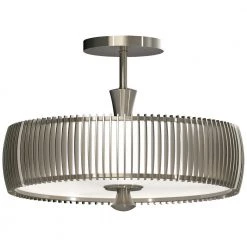 Night Moves 15 in. 1-Light Plated Pewter LED Semi-Flush Mount by George Kovacs