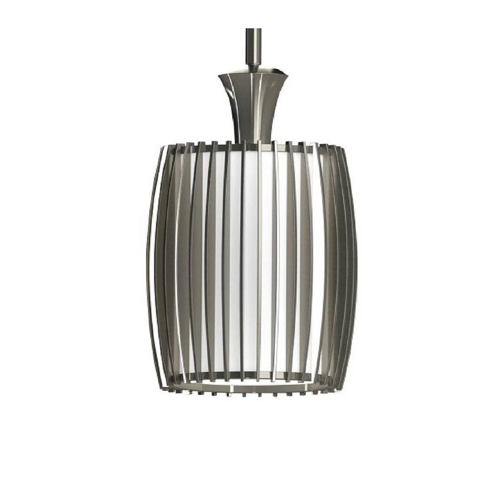 Night Moves 70-Watt Integrated LED Plated Pewter Mini Pendant with White Acrylic Shade by George Kovacs 2 Night Moves 70-Watt Integrated LED Plated Pewter Mini Pendant with White Acrylic Shade by George Kovacs - Image 2