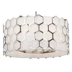 Missing Link 6-Light Polished Nickel Pendant to Semi-Flush Light with Fine White Linen Shades by George Kovacs -ETi Sales polished nickel george kovacs chandeliers p1897 613 66 1000