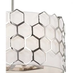 Missing Link 6-Light Polished Nickel Pendant to Semi-Flush Light with Fine White Linen Shades by George Kovacs -ETi Sales polished nickel george kovacs chandeliers p1897 613 c3 1000