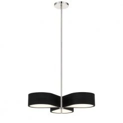 Side Step 250-Watt Equivalence Integrated LED Polished Nickel and Coal Chandelier with Etched White Diffuser by George Kovacs