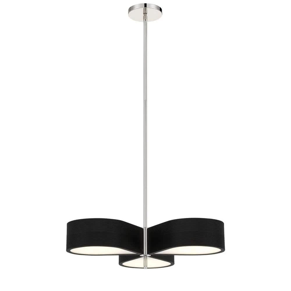 Side Step 250-Watt Equivalence Integrated LED Polished Nickel and Coal Chandelier with Etched White Diffuser by George Kovacs 1 Side Step 250-Watt Equivalence Integrated LED Polished Nickel and Coal Chandelier with Etched White Diffuser by George Kovacs