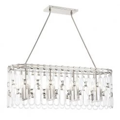 Charming 8-Light Charming Polished Nickel Island Chandelier with Clear Glass Accents by George Kovacs