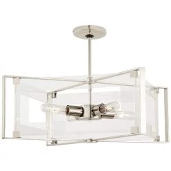 Crystal-Clear 4-Light Polished Nickel Semi-Flush Mount with Clear Acrylic by George Kovacs