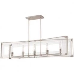 Crystal-Clear 5-Light Polished Nickel Billiard Light by George Kovacs