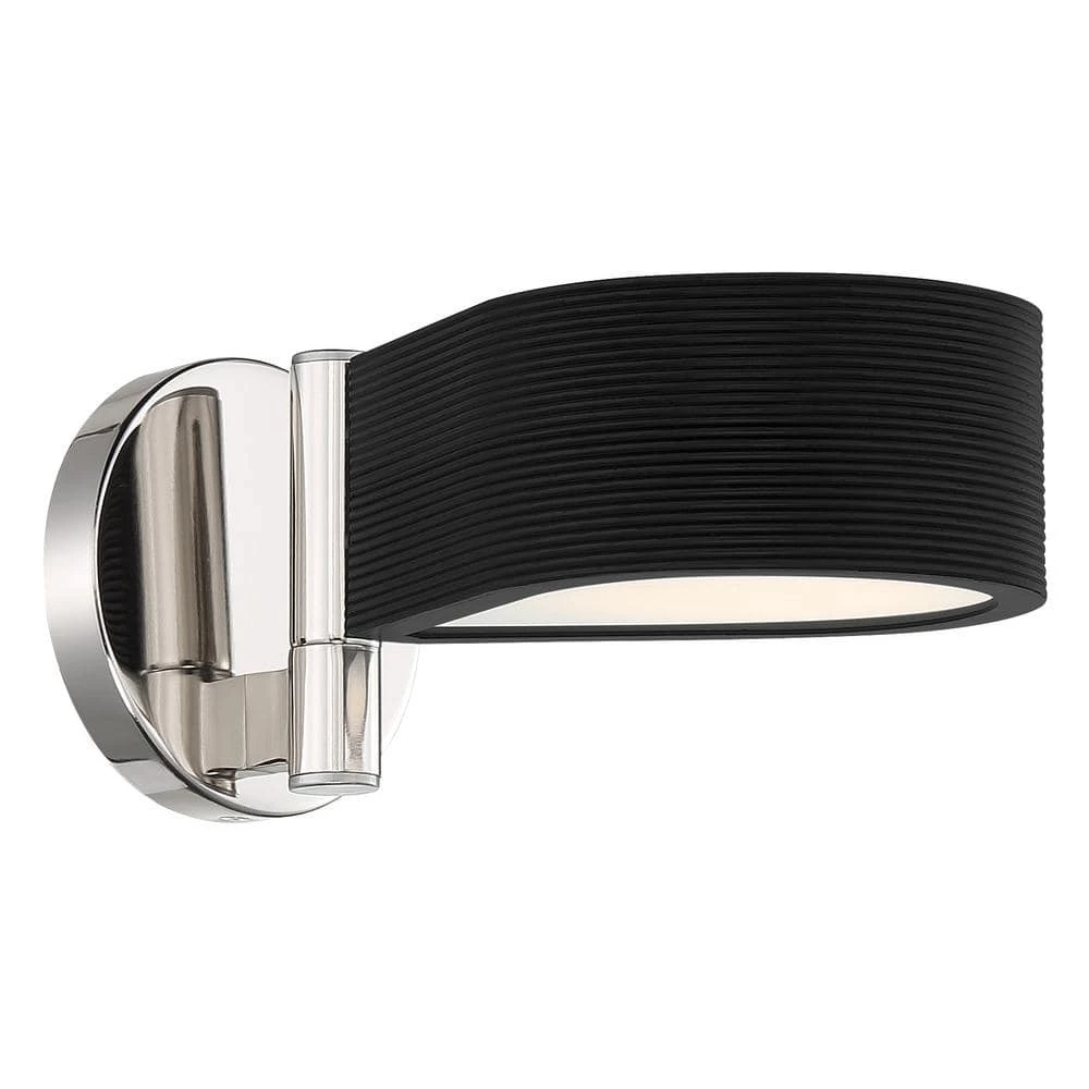 Side Step 1-Light Polished Nickel and Coal LED Wall Sconce with Etched White Diffuser by George Kovacs 1 Side Step 1-Light Polished Nickel and Coal LED Wall Sconce with Etched White Diffuser by George Kovacs