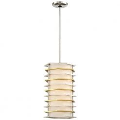 Levels 100-Watt Equivalence Integrated LED Polished Nickel with Honey Gold Pendant by George Kovacs