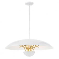 Sun Core 75-Watt Equivalence Integrated LED Sand White with Honey Gold Pendant by George Kovacs