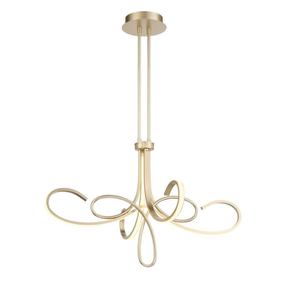 Astor 120-Watt Equivalence Integrated LED Soft Gold Geometric Chandelier with Etched Silicone Diffuser by George Kovacs 1 Astor 120-Watt Equivalence Integrated LED Soft Gold Geometric Chandelier with Etched Silicone Diffuser by George Kovacs