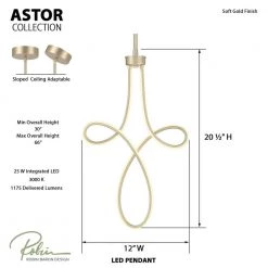 Astor 125-Watt Equivalence Integrated LED Soft Gold Mini Pendant with Etched Silicone Diffuser by George Kovacs -ETi Sales soft gold george kovacs pendant lights p5431 697 l 1f 1000