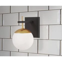 Alluria 1-Light Weathered Black with Autumn Gold Accents Sconce by George Kovacs -ETi Sales weathered black with autumn gold accents george kovacs vanity lighting p1350 618 31 1000
