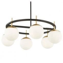 ETi Sales 25 Alluria 6-Light Weathered Black with Autumn Gold Chandelier with Etched Opal Glass Shade by George Kovacs