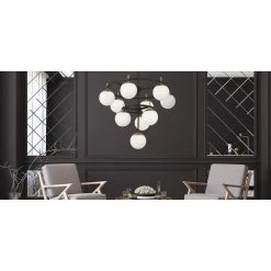 Alluria 10-Light Weathered Black with Autumn Gold Chandelier with Etched Opal Glass Shade by George Kovacs -ETi Sales weathered black with autumn gold george kovacs chandeliers p1358 618 1f 1000