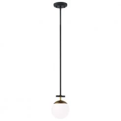 Alluria 1-Light Weathered Coal and Autumn Gold Mini Pendant with Etched Opal Glass Globe Shade by George Kovacs