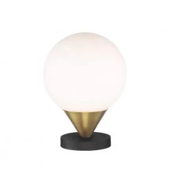 Alluria 12.375 in. Weathered Coal and Autumn Gold Indoor Table Lamp with Etched Opal Glass Globe Shade by George Kovacs