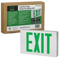 11 in. 60-Watt Equivalent White Integrated LED Green Letter Exit Sign with Built-in Battery Backup and Extra Faceplate by ETi -ETi Sales white eti emergency exit lights 55301102 40 1000