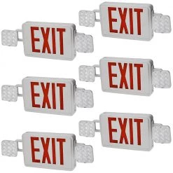 60-Watt Equivalent Combo Integrated LED White Direct Wire with Emergency Light/Exit Sign Battery Backup 6500K (6-Pack) by ETi