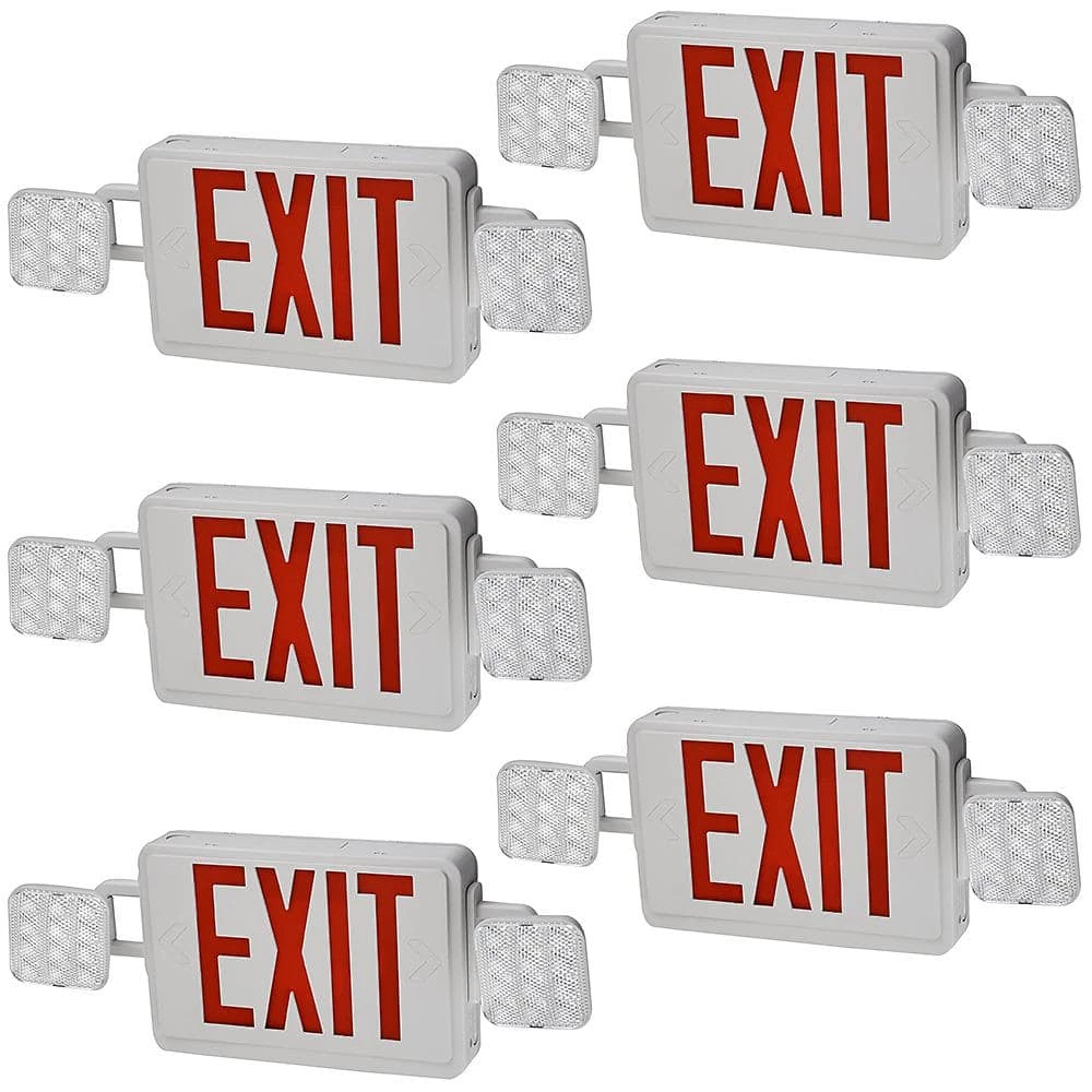 60-Watt Equivalent Combo Integrated LED White Direct Wire with Emergency Light/Exit Sign Battery Backup 6500K (6-Pack) by ETi 1 60-Watt Equivalent Combo Integrated LED White Direct Wire with Emergency Light/Exit Sign Battery Backup 6500K (6-Pack) by ETi