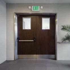 60-Watt Equivalent Integrated LED White with Green Letters Emergency Light Exit Sign Combo Battery Backup 6500K by ETi -ETi Sales white eti emergency exit lights 55502102 40 1000