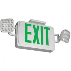 60-Watt Equivalent Integrated LED White with Green Letters Emergency Light Exit Sign Combo Battery Backup (6-Pack) by ETi -ETi Sales white eti emergency exit lights 55502102 6pk 44 1000