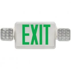 60-Watt Equivalent Integrated LED White with Green Letters Emergency Light Exit Sign Combo Battery Backup (6-Pack) by ETi -ETi Sales white eti emergency exit lights 55502102 6pk a0 1000