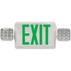 60-Watt Equivalent Integrated LED White with Green Letters Emergency Light Exit Sign Combo Battery Backup 6500K by ETi -ETi Sales white eti emergency exit lights 55502102 a0 1000
