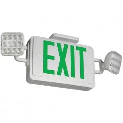 60-Watt Equivalent Integrated LED White with Green Letters Emergency Light Exit Sign Combo Battery Backup 6500K by ETi -ETi Sales white eti emergency exit lights 55502102 fa 1000