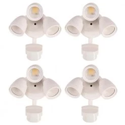3-Head White Motion Activated Outdoor Integrated LED Flood Light Security Light 1800 to 3600 Lumen Boost (4-Pack) by ETi
