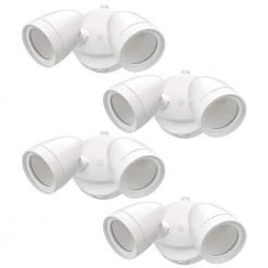 2-Head White Outdoor Integrated LED Flood Light Security 1200 to 2400 Lumen Boost Dusk-to-Dawn 4000K (4-Pack) by ETi