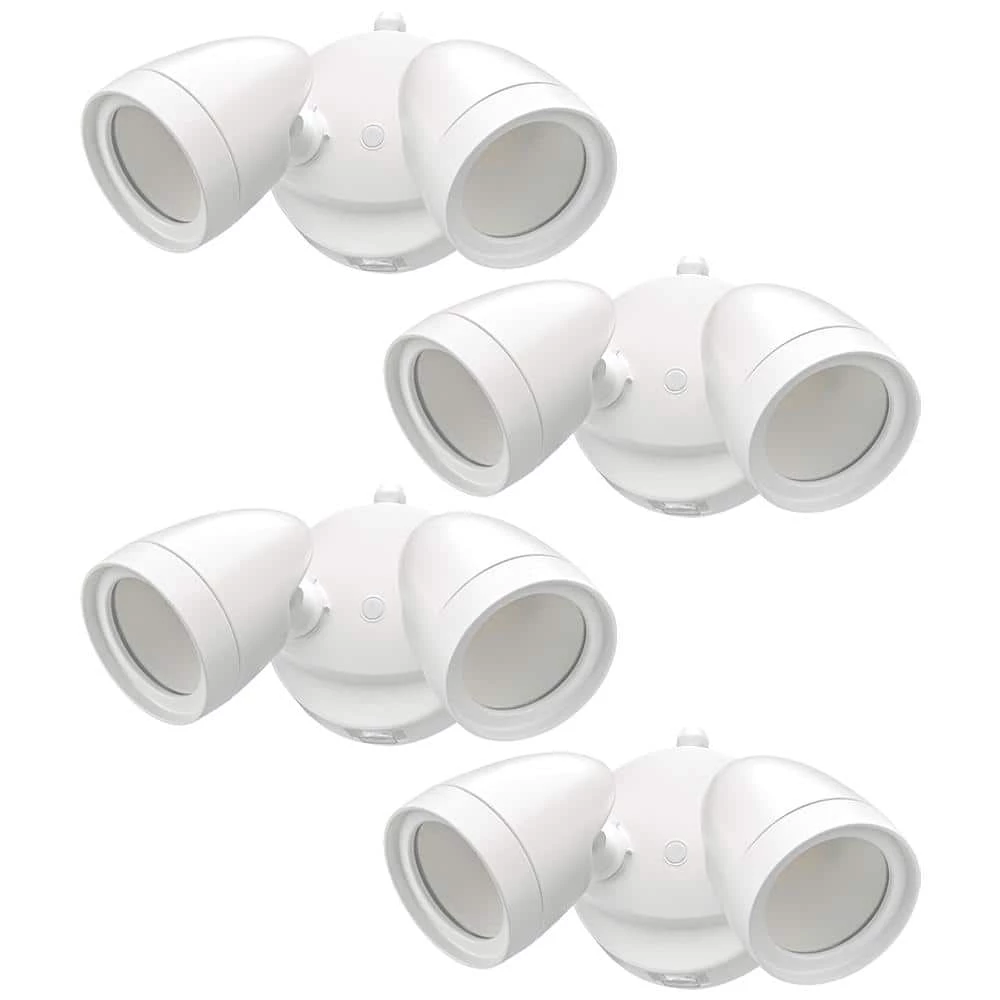 2-Head White Outdoor Integrated LED Flood Light Security 1200 to 2400 Lumen Boost Dusk-to-Dawn 4000K (4-Pack) by ETi 1 2-Head White Outdoor Integrated LED Flood Light Security 1200 to 2400 Lumen Boost Dusk-to-Dawn 4000K (4-Pack) by ETi