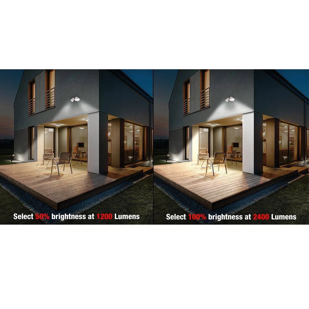 2-Head White Outdoor Integrated LED Flood Light Security 1200 to 2400 Lumen Boost Dusk-to-Dawn 4000K (4-Pack) by ETi 2 2-Head White Outdoor Integrated LED Flood Light Security 1200 to 2400 Lumen Boost Dusk-to-Dawn 4000K (4-Pack) by ETi - Image 2