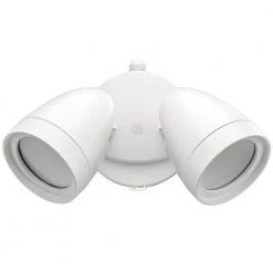 2-Head White Outdoor Integrated LED Flood Light Security 1200 to 2400 Lumen Boost Dusk-to-Dawn 4000K Bright White by ETi