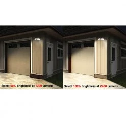 2-Head White Outdoor Integrated LED Flood Light Security 1200 to 2400 Lumen Boost Dusk-to-Dawn 4000K Bright White by ETi -ETi Sales white eti flood lights 51405144 66 1000