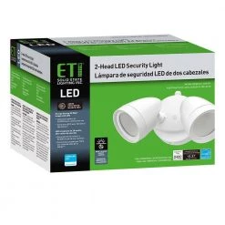 2-Head White Outdoor Integrated LED Flood Light Security 1200 to 2400 Lumen Boost Dusk-to-Dawn 4000K Bright White by ETi -ETi Sales white eti flood lights 51405144 76 1000