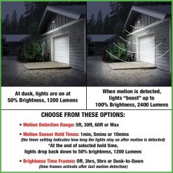 2-Head White Motion Activated Outdoor Integrated LED Security Flood Light 1200 to 2400 Lumens Boost 3 CCT by ETi -ETi Sales white eti flood lights 51406112 40 1000