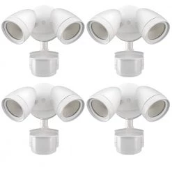ETi Sales 10 2-Head White Motion Activated Outdoor Integrated LED Security Flood Light 1200 to 2400 Lumens Boost 3 CCT (4-Pack) by ETi