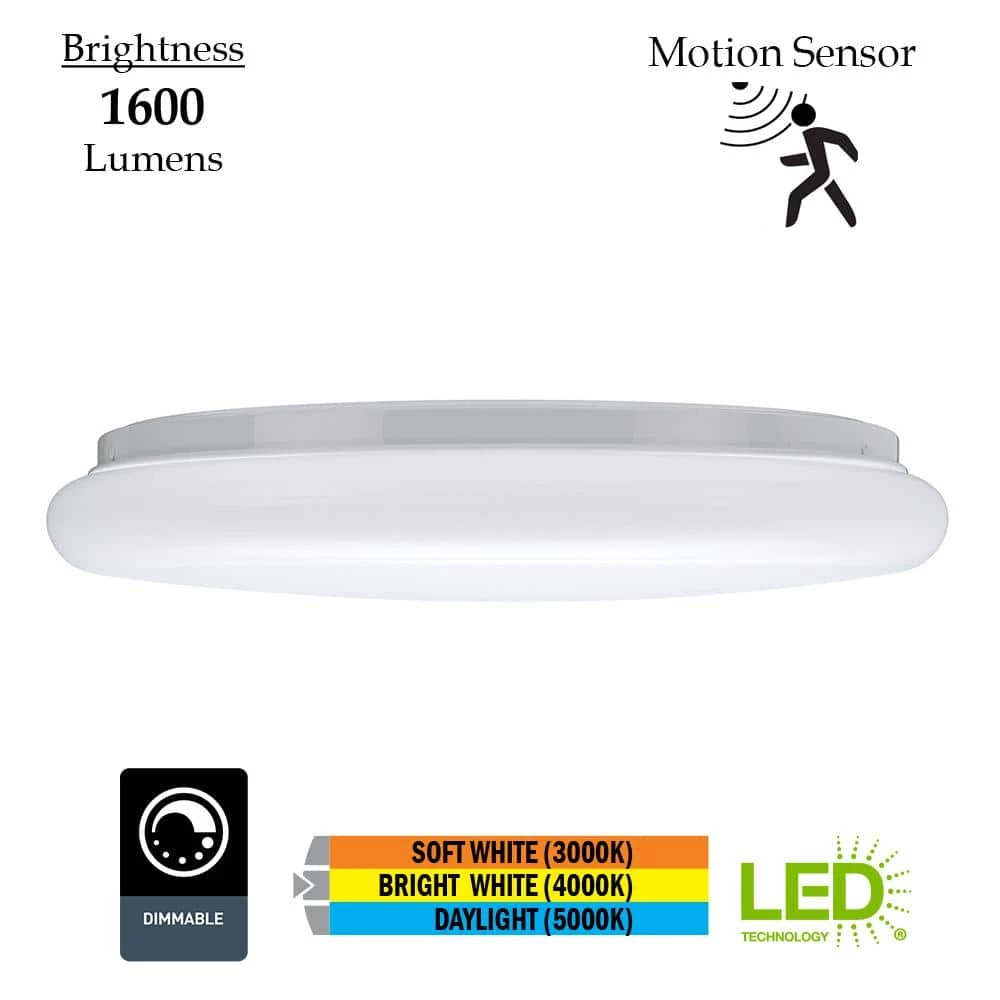 16 in. Step Dimming Motion Sensor Low Profile Color Selectable LED Flush Mount Ceiling Light 1600 Lumens Multi-Volt by ETi 2 16 in. Step Dimming Motion Sensor Low Profile Color Selectable LED Flush Mount Ceiling Light 1600 Lumens Multi-Volt by ETi - Image 2