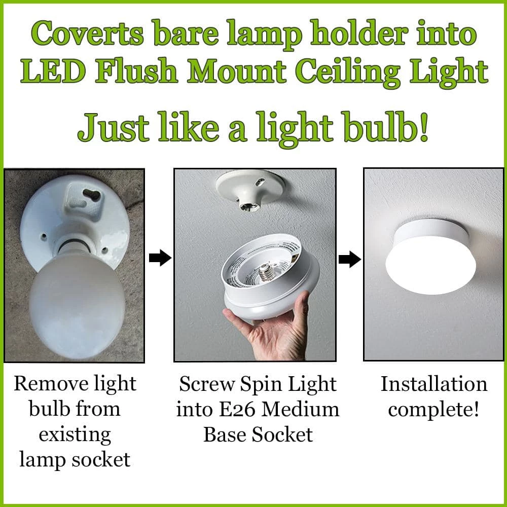 Spin Light 7 in. Closet Light LED Flush Mount Ceiling Light Laundry Room Stairway Lighting Hallway Light (5-Pack) by ETi 2 Spin Light 7 in. Closet Light LED Flush Mount Ceiling Light Laundry Room Stairway Lighting Hallway Light (5-Pack) by ETi - Image 2