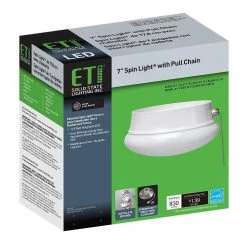 Spin Light 7 in. Closet Light LED Flush Mount with Pull Chain Hallway Lighting Stairway Lighting 830 Lumens by ETi -ETi Sales white eti flush mount lights 54484141 1f 1000