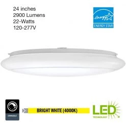 24 in. Round LED Flush Mount Ceiling Light Kitchen Laundry Garage Light 2900 Lumens 4000K Dimmable (4-Pack) by ETi -ETi Sales white eti flush mount lights 54614242 4pk 40 1000