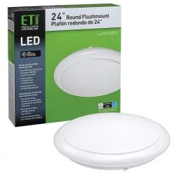 ETi Sales 29 24 in. White Round LED Flush Mount Ceiling Light Kitchen Laundry Garage Light 2900 Lumens 4000K Bright White Dimmable by ETi