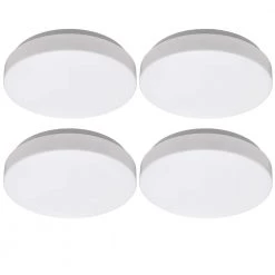 Low Profile 7 in. Round LED Flush Mount Ceiling Light Fixture Modern Lens 810 Lumens 4000K (4-Pack) by ETi