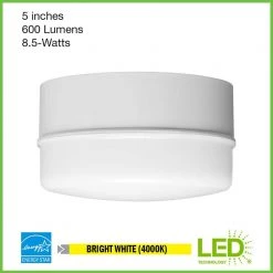 Spin Light 5 in. Closet Basement Utility LED Flush Mount Ceiling Light 600 Lumens 4000K Bright White (5-Pack) by ETi -ETi Sales white eti flush mount lights 54692142 5pk 40 1000