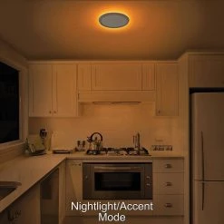 11 in. White Beveled Edge Color Changing Selectable LED Flush Mount with Night Light Feature Ceiling Light (4-Pack) by ETi -ETi Sales white eti flush mount lights 56572113 4pk 40 1000