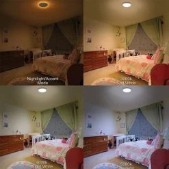 11 in. White Beveled Edge Color Changing Selectable LED Flush Mount with Night Light Feature Ceiling Light (4-Pack) by ETi -ETi Sales white eti flush mount lights 56572113 4pk 4f 1000