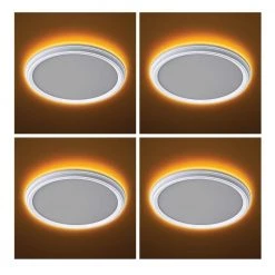 11 in. White Beveled Edge Color Changing Selectable LED Flush Mount with Night Light Feature Ceiling Light (4-Pack) by ETi