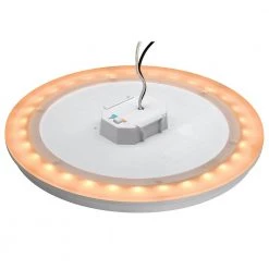 11 in. White Beveled Edge Color Changing Selectable LED Flush Mount with Night Light Feature Ceiling Light (4-Pack) by ETi -ETi Sales white eti flush mount lights 56572113 4pk 66 1000