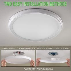 13 in. White Decorative Curved Beveled Edge Selectable CCT LED Flush Mount with Night Light Feature 1350 Lumen (4-Pack) by ETi -ETi Sales white eti flush mount lights 56576111 4pk 40 1000
