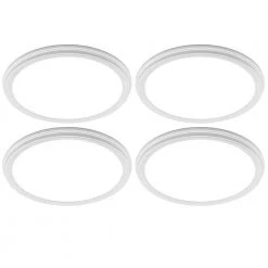 13 in. White Decorative Curved Beveled Edge Selectable CCT LED Flush Mount with Night Light Feature 1350 Lumen (4-Pack) by ETi